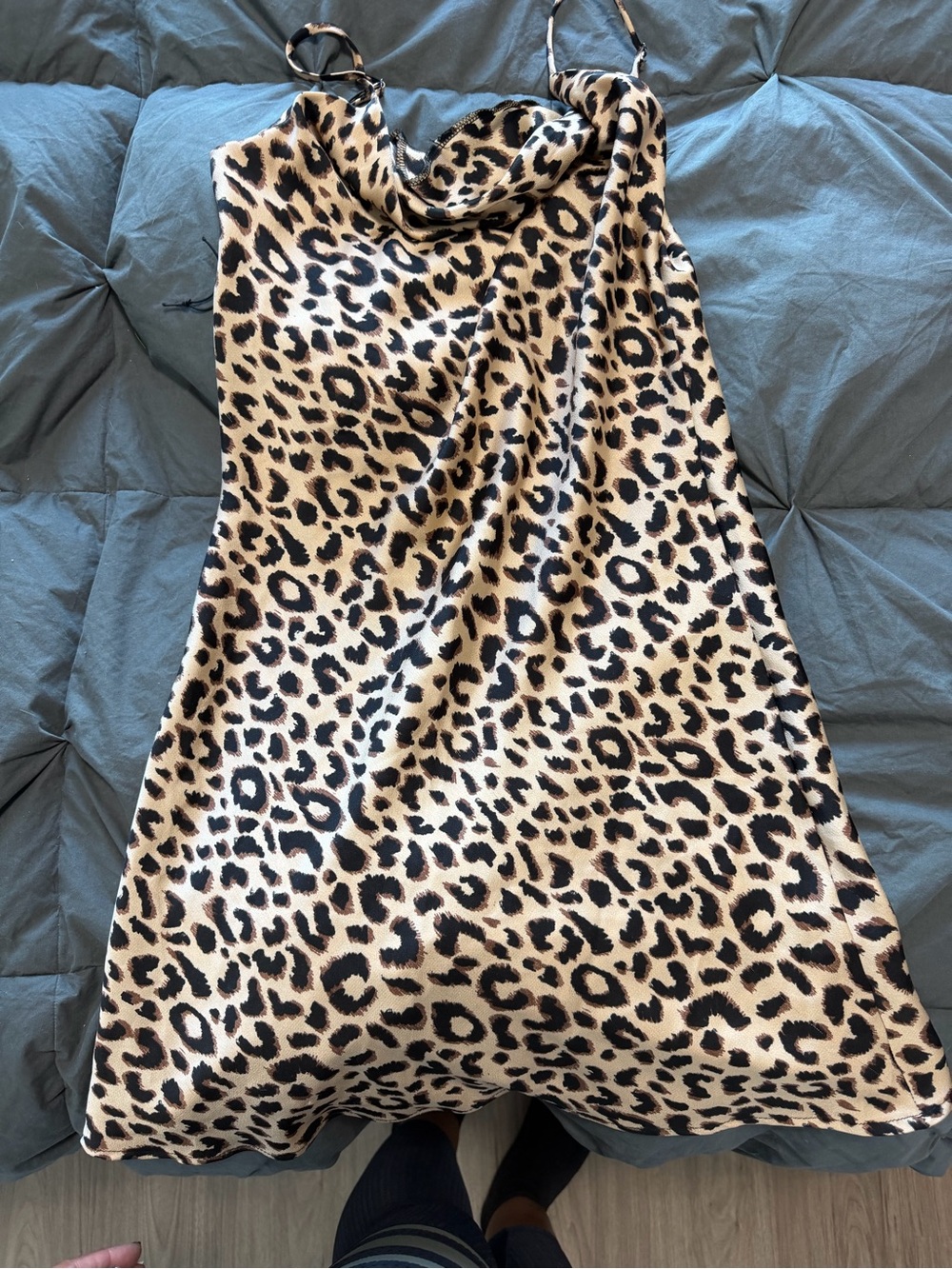 Leopard Print Slip Skirt - Beige & Black